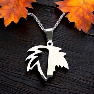 🆕 Men’s Leaf Stainless Steel Charm Pendant Necklace